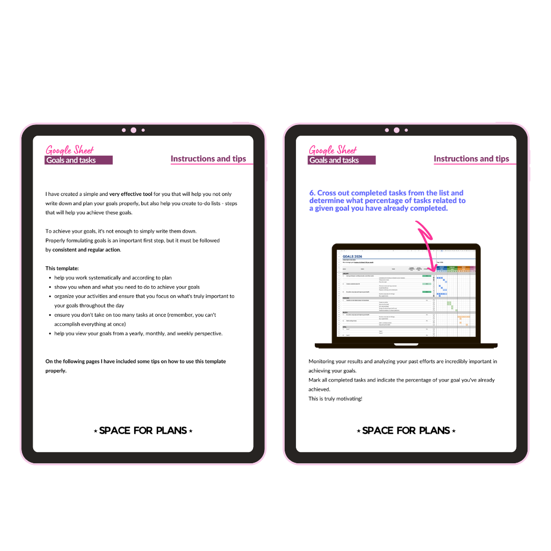Goals and tasks Google Sheet Template - Image 3