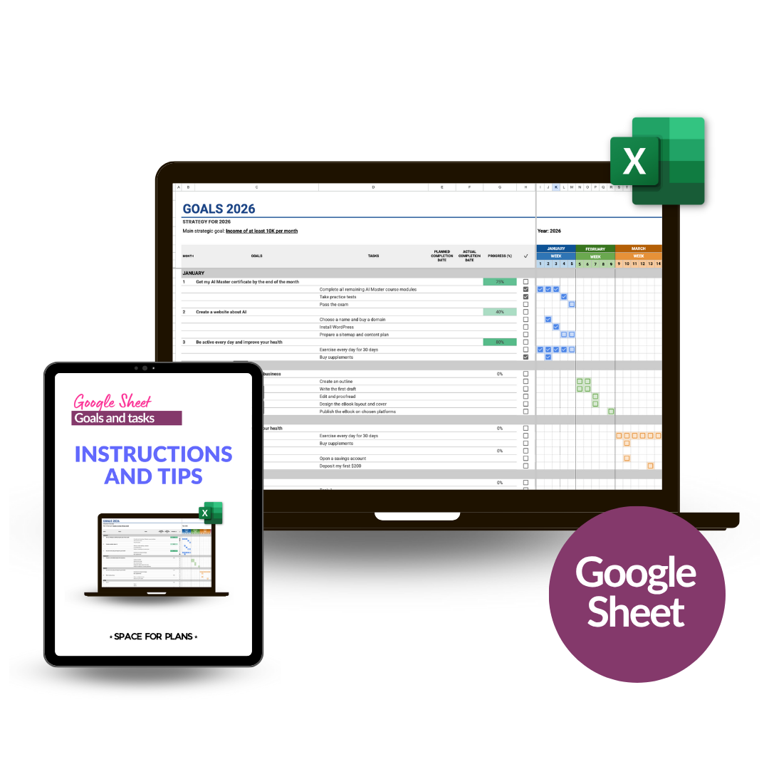 Goals and tasks Google Sheet Template
