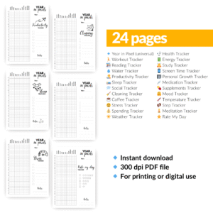 Year in pixels planner bullet journal